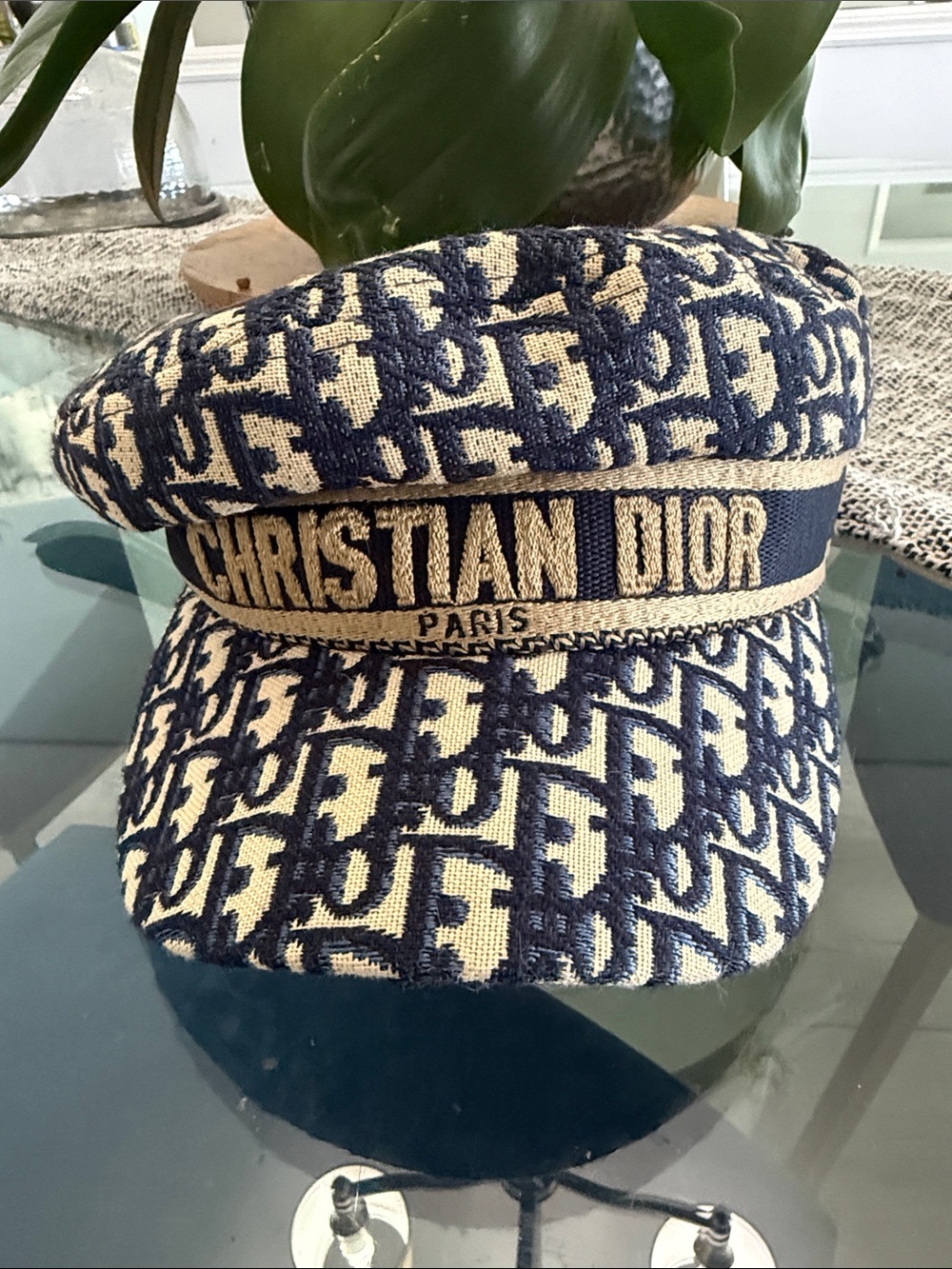 Dior Navy and Cream Jacquard Logo Baker Boy Hat - Christian Dior Paris - Picture 4 of 5
